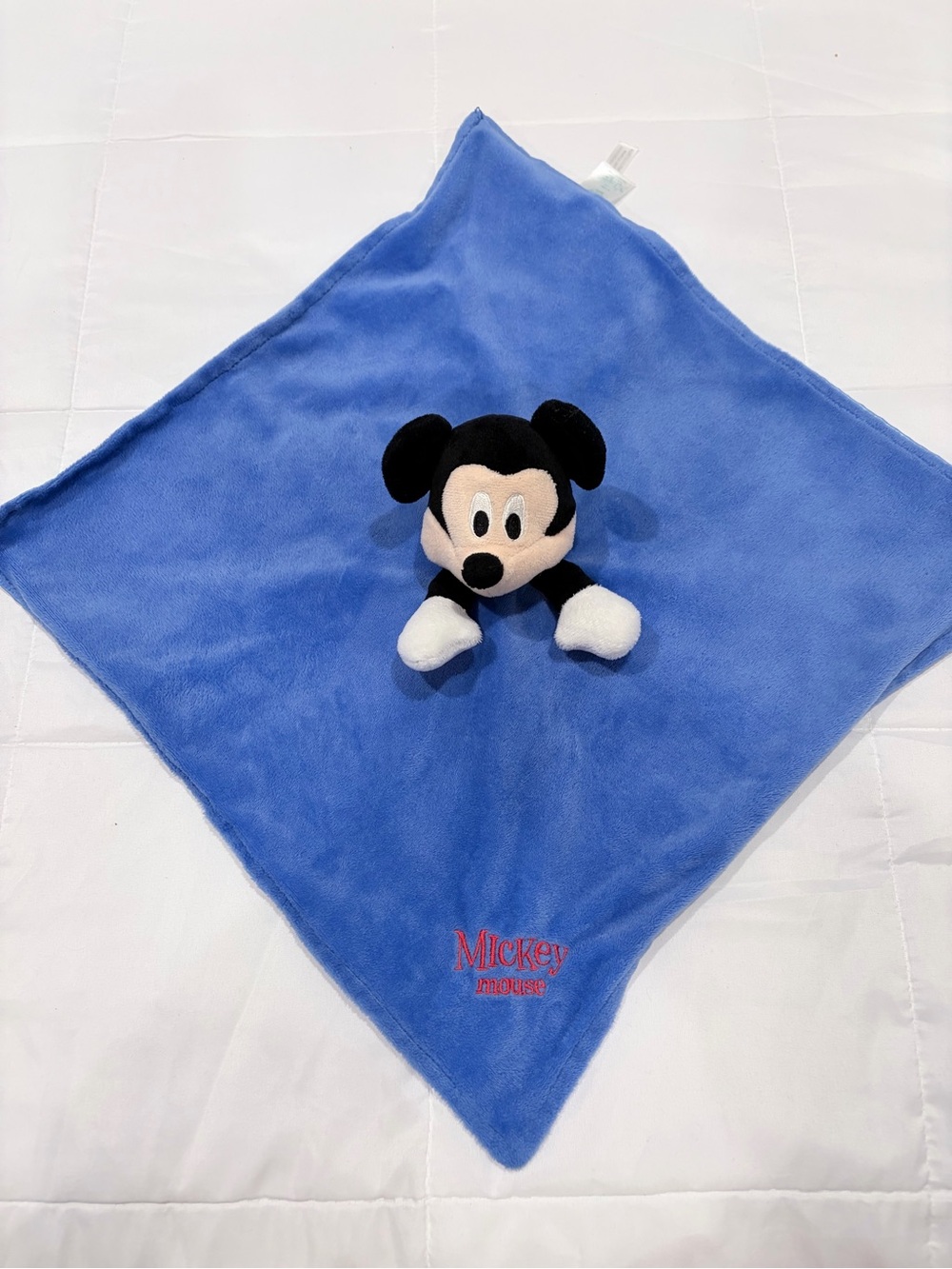 Disney Mickey Mouse Blue Security Blanket Lovey Plush Baby Comfort Blanket